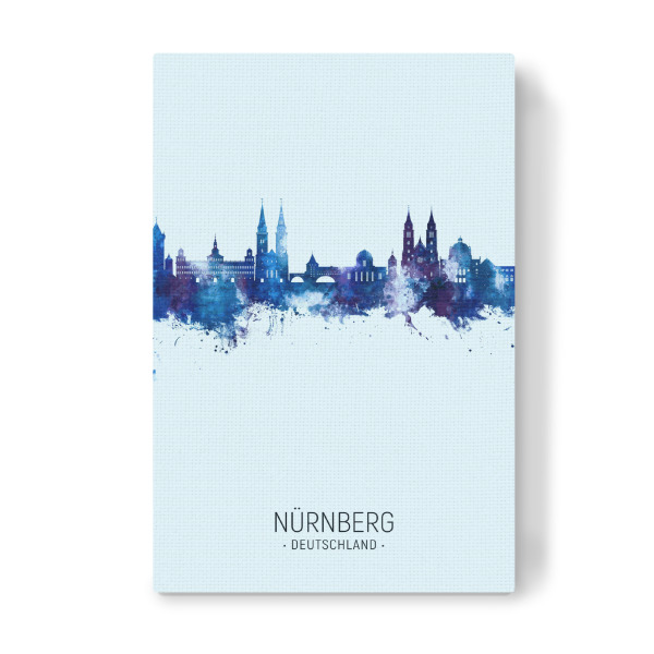 Leinwandbild "Nürnberg Skyline Dark Blue" artboxONE - Städte - Nürnberg,Deutschland,Skyline,Cityscape,Stadtbild,Watercolor,Painting,City,Stadt,Germany
