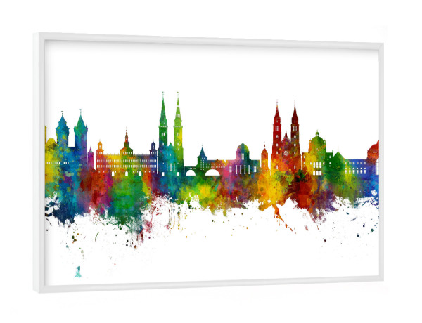 Poster mit weißem Rahmen "Nürnberg Germany Skyline" artboxONE - Städte