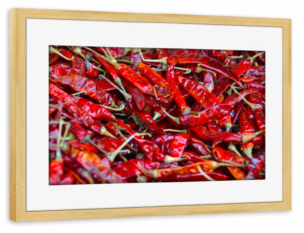 Poster mit Rahmen kiefer "Dried Chili Peppers" artboxONE - Reise / Länder,Essen & Trinken / Obst & Gemüse