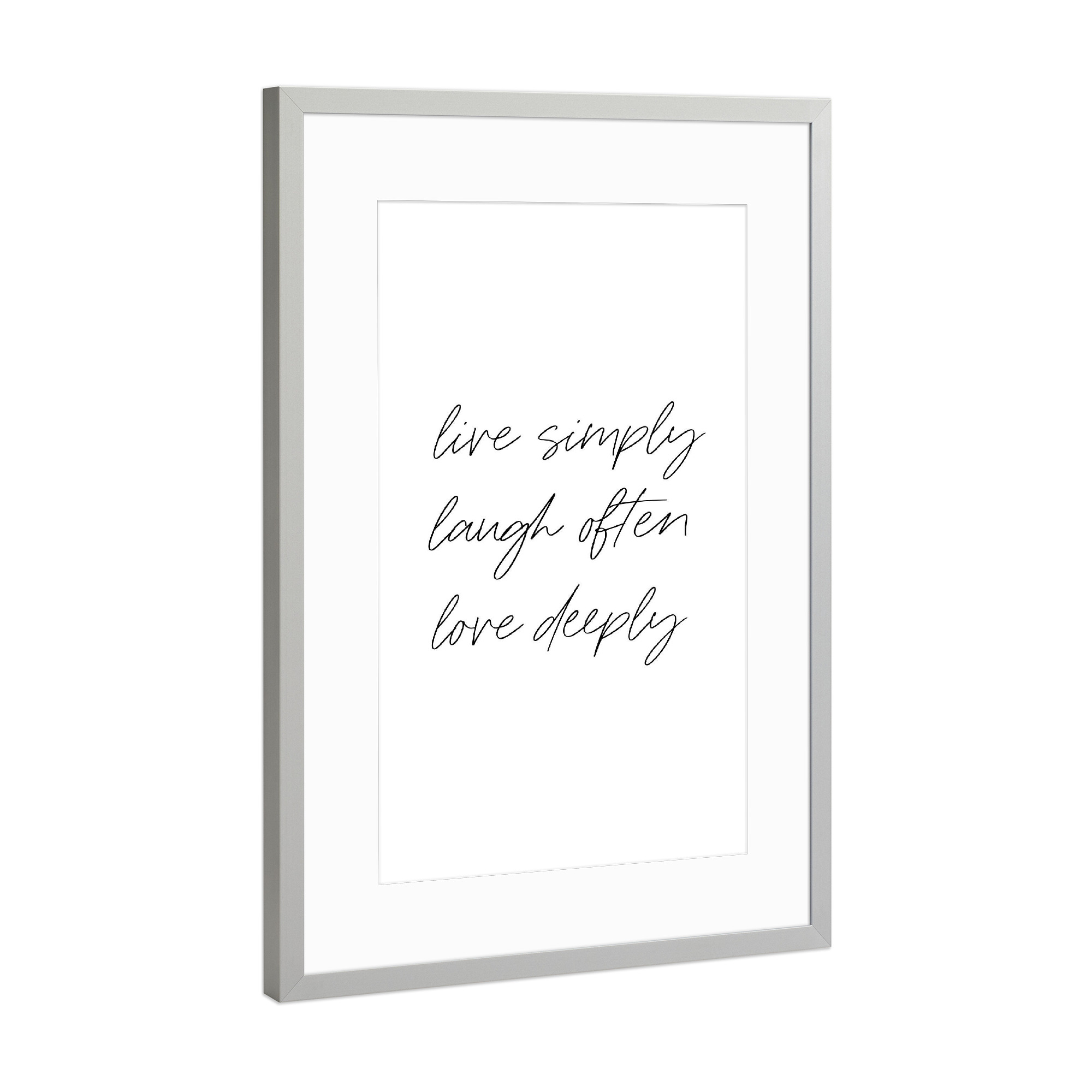 Poster mit Rahmen Silber "Live Simply, laugh often" artboxONE - Typografie