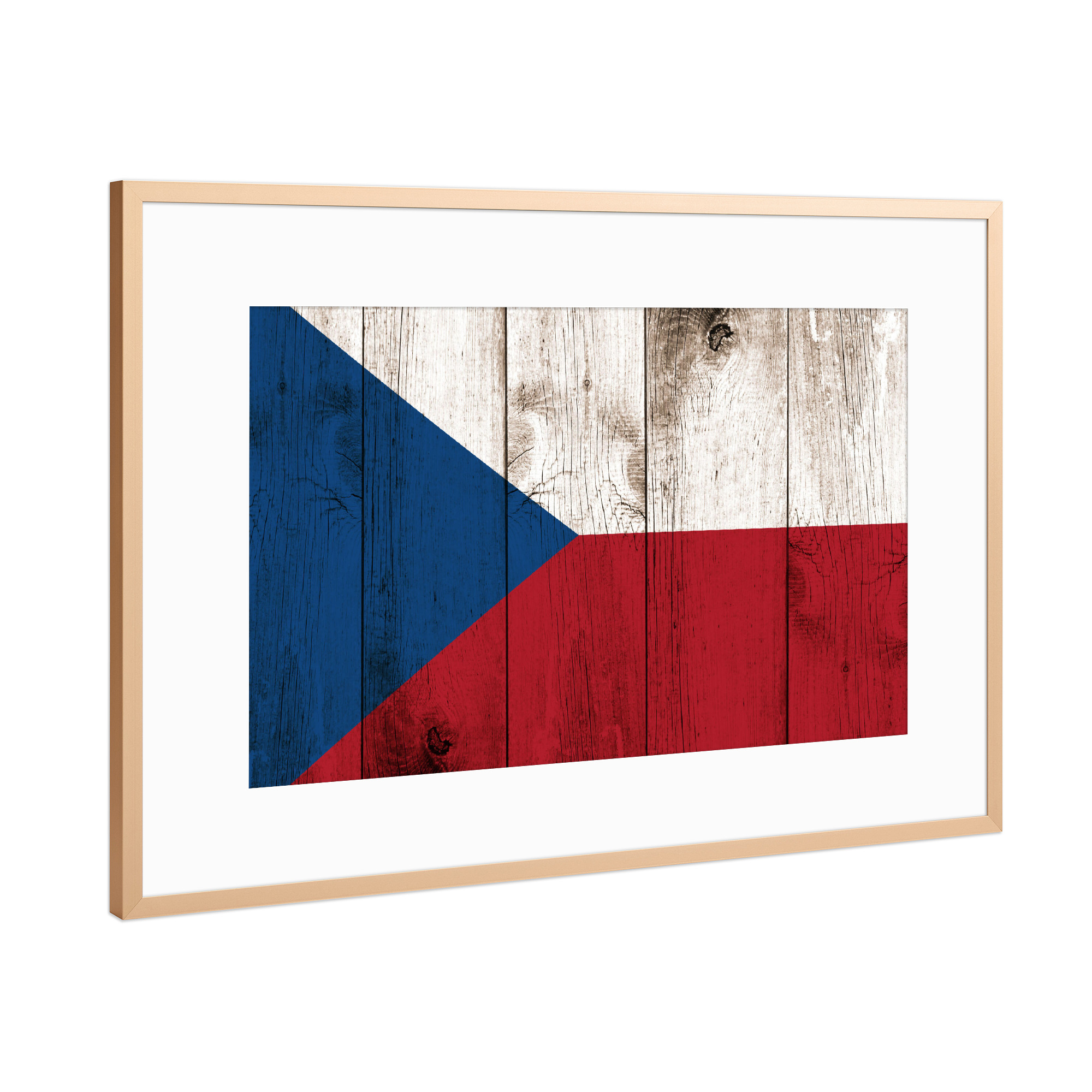 Poster mit Rahmen Kupfer "Czech Vintage Flag" artboxONE - Städte / Prag - Tschechien,Tschechische republik,Flagge,Fahne,Vintage,Grunge,Flag,Czech