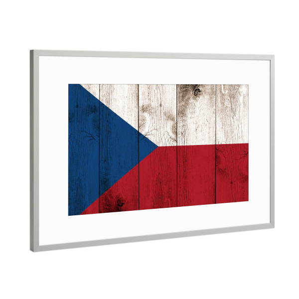 Poster mit Rahmen Silber "Czech Vintage Flag" artboxONE - Städte / Prag - Tschechien,Tschechische republik,Flagge,Fahne,Vintage,Grunge,Flag,Czech