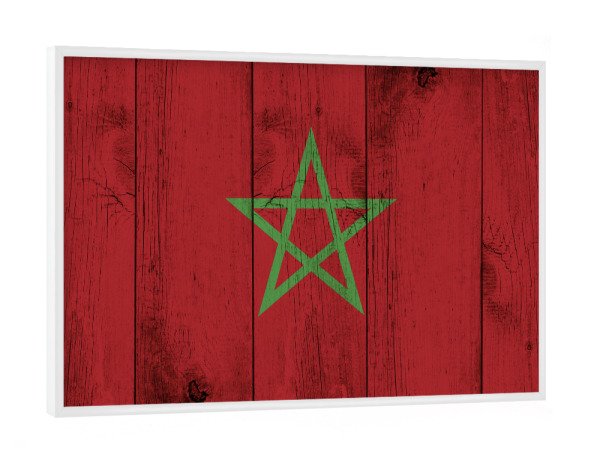 Poster mit weißem Rahmen "Morocco Vintage Flag" artboxONE - Reise / Afrika - Flagge,Fahne,Vintage,Grunge,Marokko
