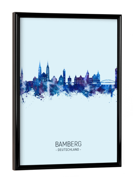 Poster mit schwarzem Rahmen "Bamberg Germany Skyline Dark Blue" artboxONE - Städte