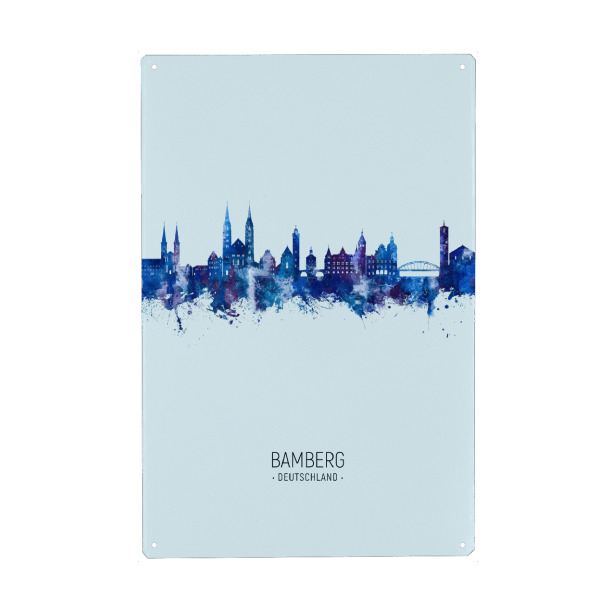 Holzbild "Bamberg Germany Skyline Dark Blue" artboxONE - Städte