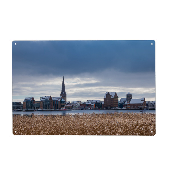 Metall Poster "Schilf, Warnow und Rostock" artboxONE - Natur,Reise,Architektur,Städte / Weitere