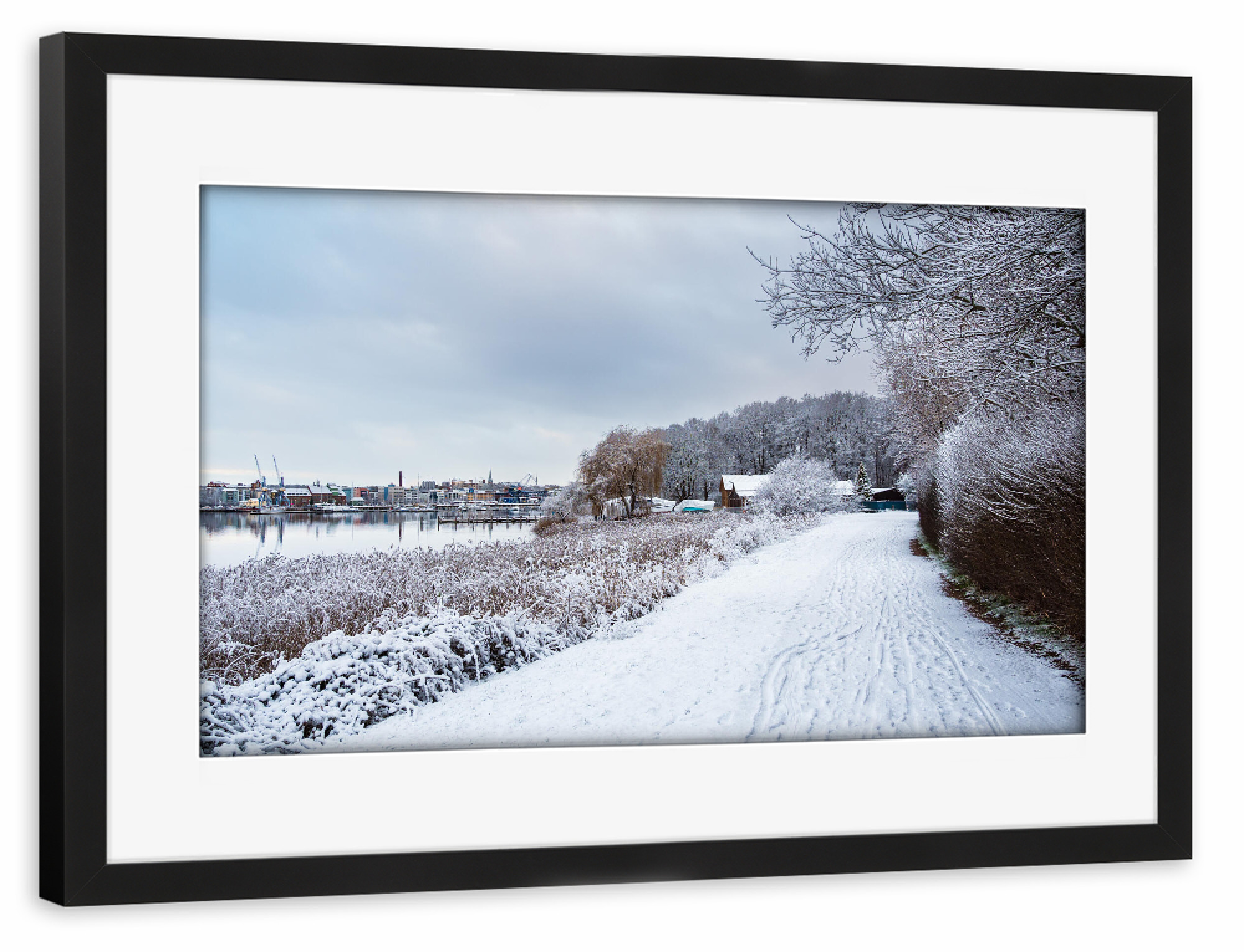 Poster mit Rahmen schwarz "Weg im Winter" artboxONE - Natur,Reise,Architektur,Städte / Weitere