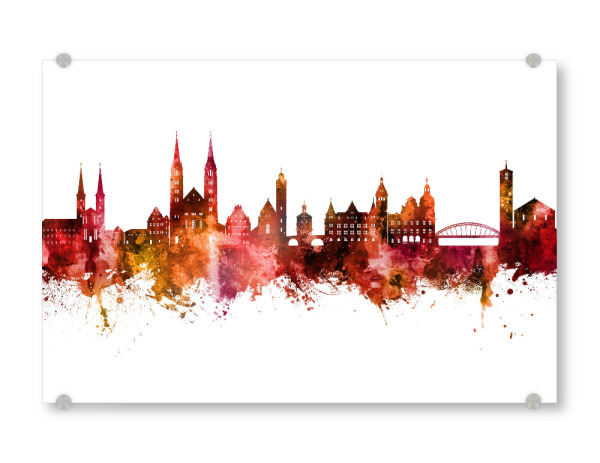Acrylglasbild "Bamberg Germany Skyline Red" artboxONE - Städte