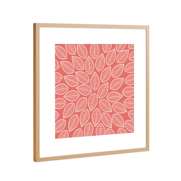 Poster mit Rahmen Kupfer "Blätter Muster - coral" artboxONE - Natur,Floral,Abstrakt,Geometrie