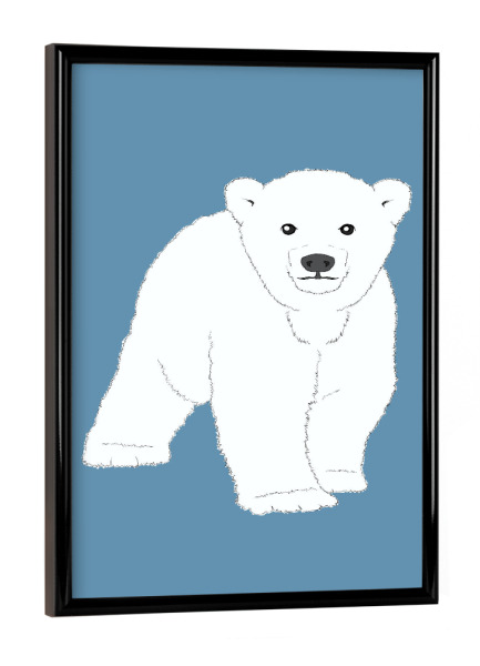 Poster mit schwarzem Rahmen "Eisbär Baby" artboxONE - Natur,Für Kinder,Tiere,Weihnachten