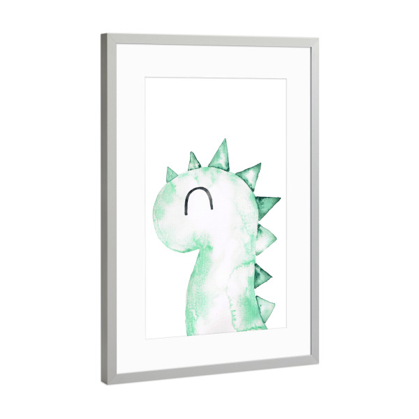 Poster mit Rahmen Silber "Kleiner Dino" artboxONE - Natur,Für Kinder,Tiere