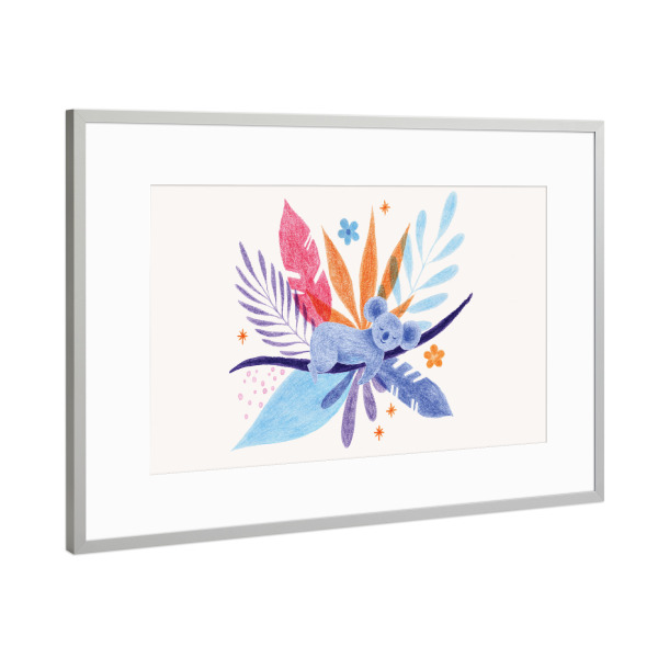 Poster mit Rahmen Silber "Fantom Fifi Art-Sleeping Koala" artboxONE - Natur,Floral,Für Kinder,Tiere