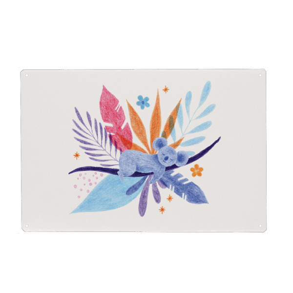 Metall Poster "Fantom Fifi Art-Sleeping Koala" artboxONE - Natur,Floral,Für Kinder,Tiere