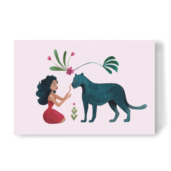 Leinwandbild "Fantom Fifi Art-Panther with girl" artboxONE - Tiere,Comic,Menschen