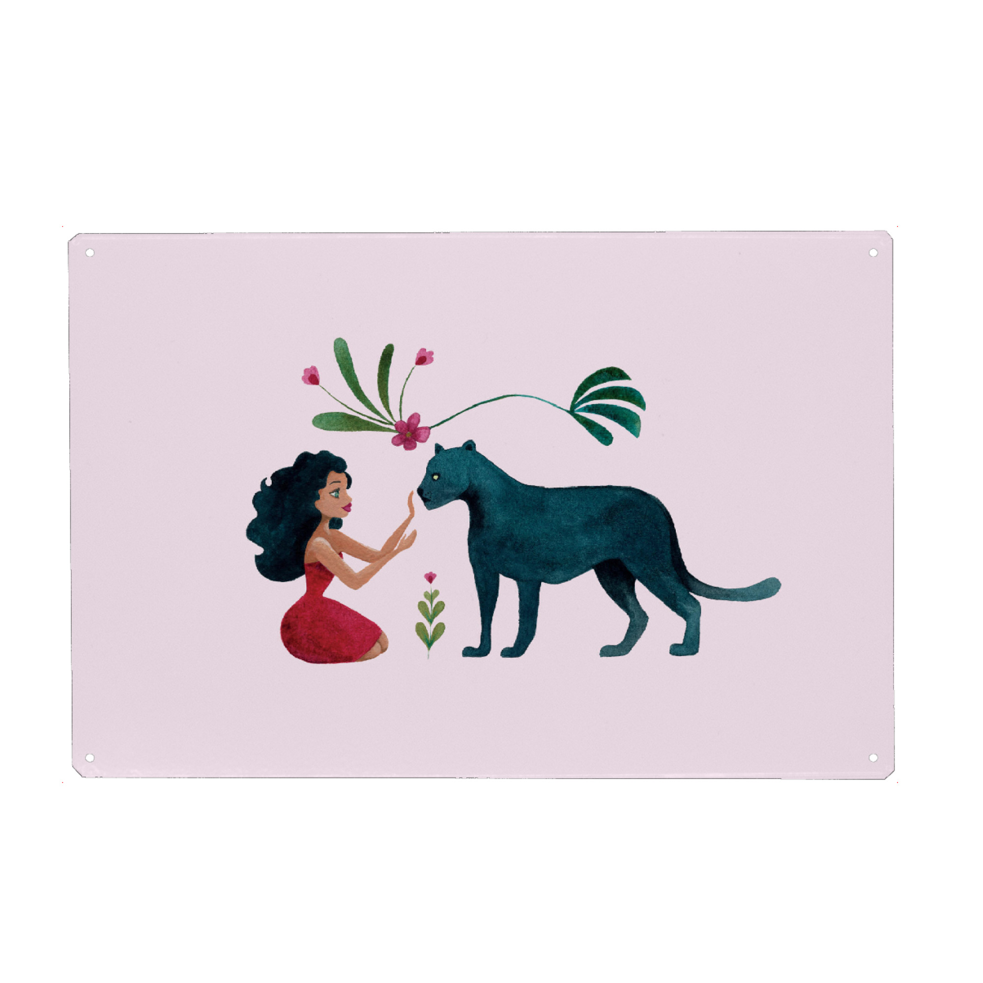 Metall Poster "Fantom Fifi Art-Panther with girl" artboxONE - Tiere,Comic,Menschen