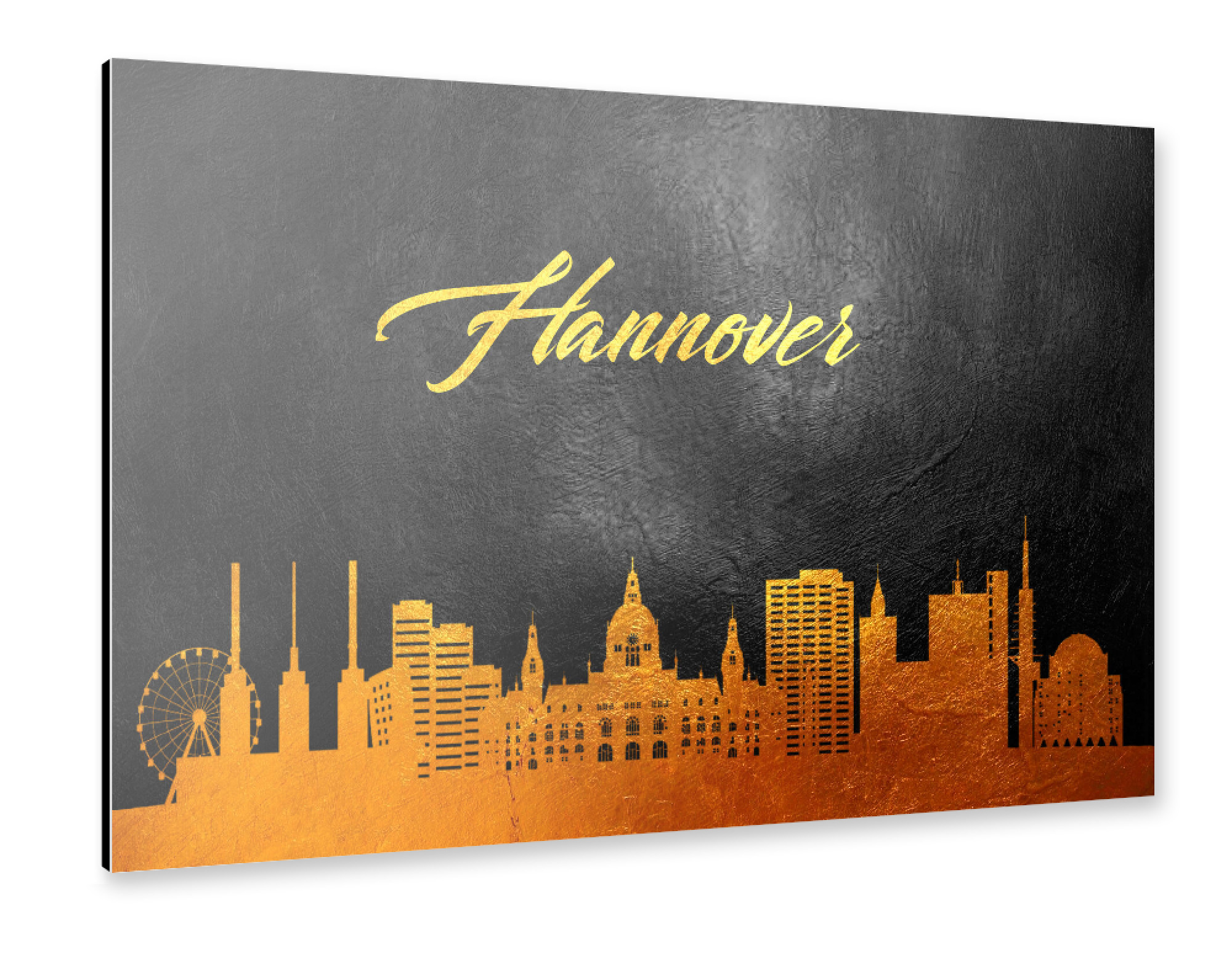 Alu-Dibond "Hannover Germany Gold Skyline" 30x20 cm artboxONE