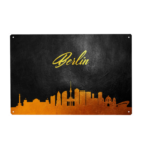 Metall Poster "Berlin Germany Gold Skyline" artboxONE - Städte / Berlin,Reise - Berlin,Berlin skyline,Gold,Travel,City,Stadt,Reise,Germany