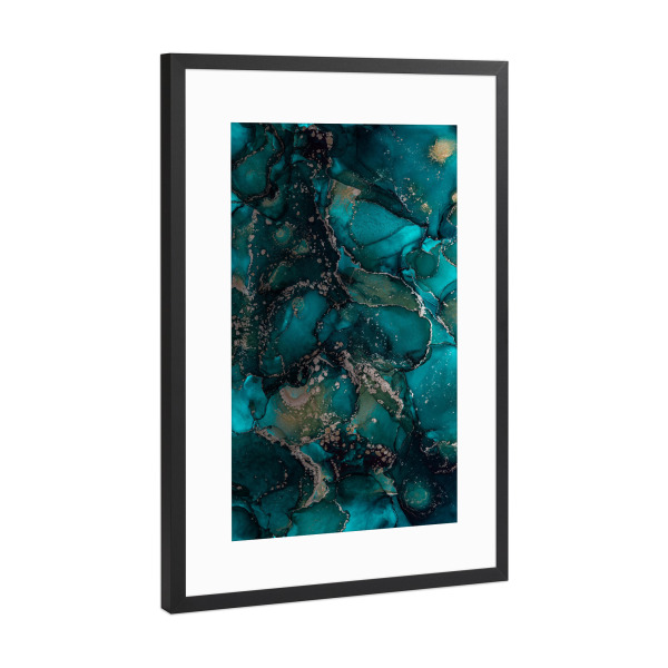 Poster mit Rahmen Schwarz (Metallic) "Moos Malerei" artboxONE - Abstrakt