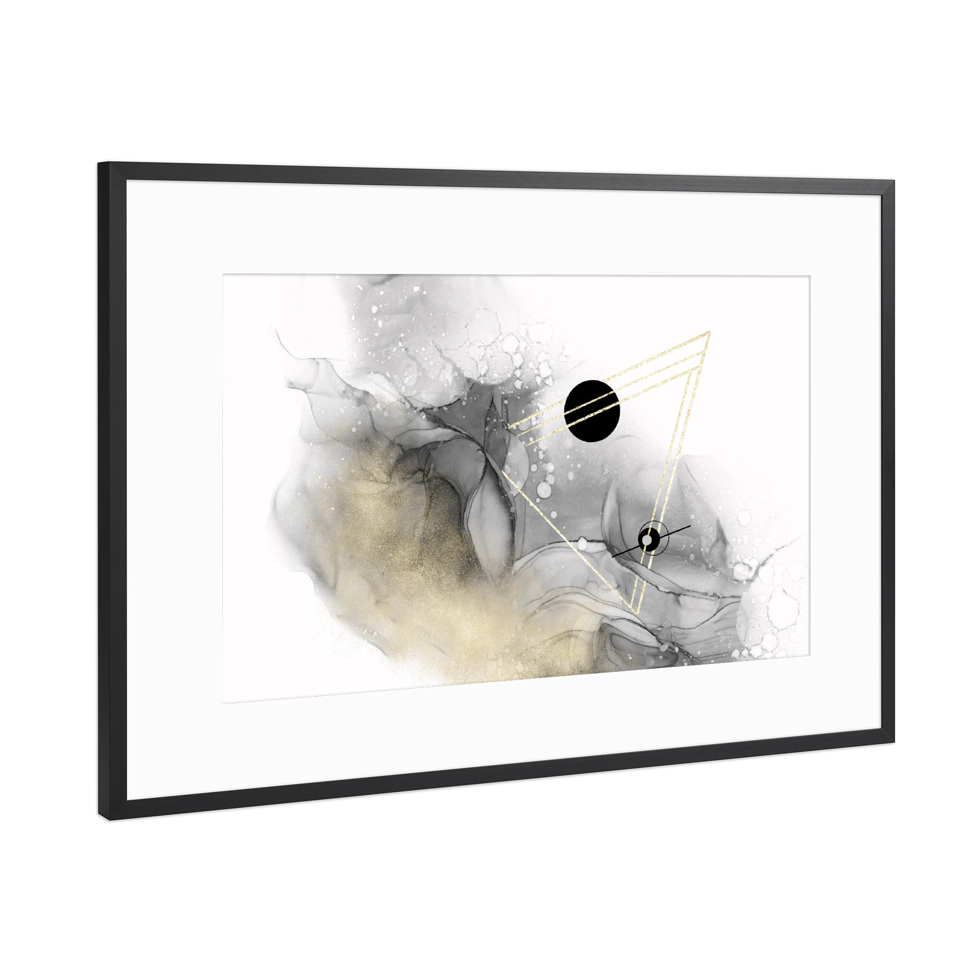 Poster mit Rahmen Schwarz (Metallic) "ALCOHOL INK Leichtigkeit" artboxONE - Abstrakt,Geometrie