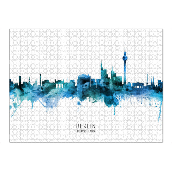 Puzzle Ravensburger "Berlin Germany Skyline Blue Name" artboxONE - Städte