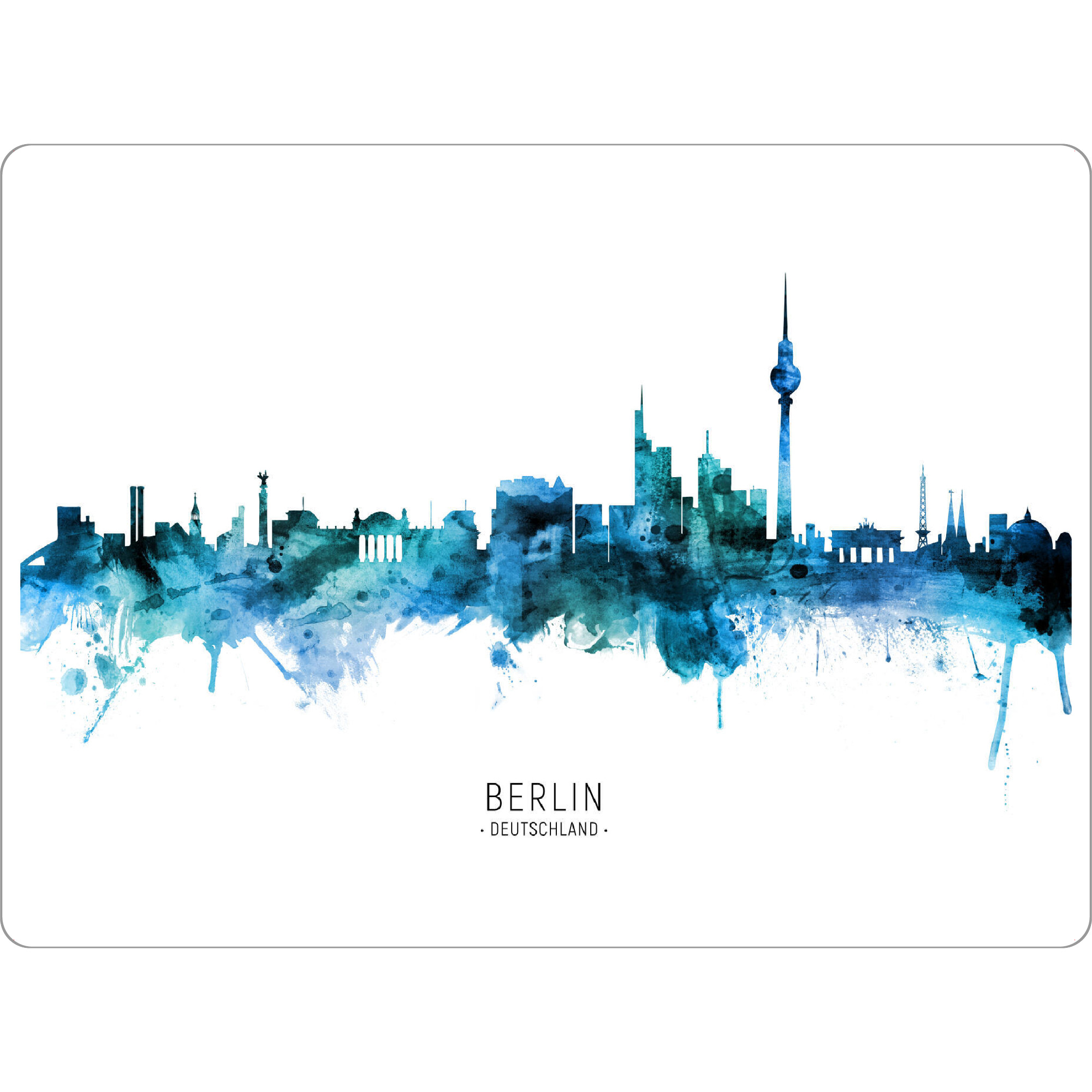 Tischset "Berlin Germany Skyline Blue Name" artboxONE - Städte - Berlin,Deutschland,Skyline,Cityscape,Stadtbild,Watercolor,Painting,City,Stadt,Germany