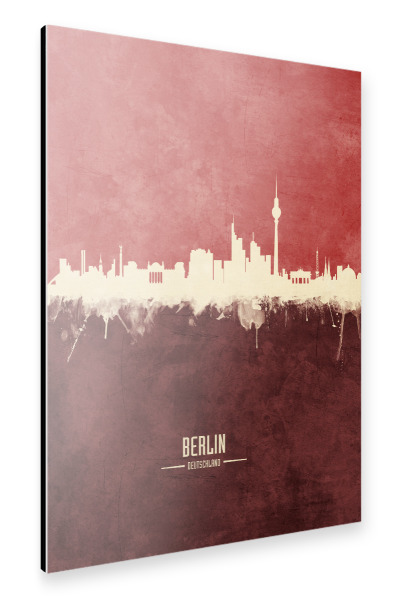 Alu-Dibond "Berlin Germany Skyline Dark Red" 30x20 cm artboxONE