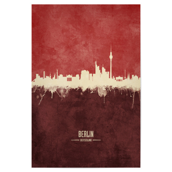 Poster 30x20 cm "Berlin Germany Skyline Dark Red" artboxONE - Städte
