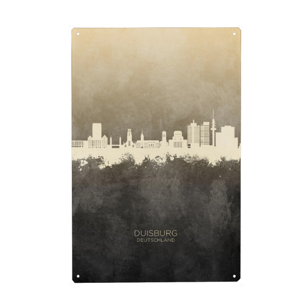 Holzbild "Duisburg Germany Skyline Taupe" artboxONE - Städte - Duisburg,Deutschland,Skyline,Cityscape,Stadtbild,Watercolor,Painting,City,Stadt,Germany