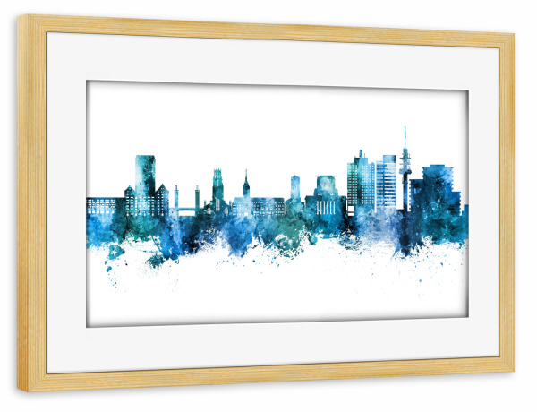Poster mit Rahmen kiefer "Duisburg Germany Skyline Blue" artboxONE - Städte