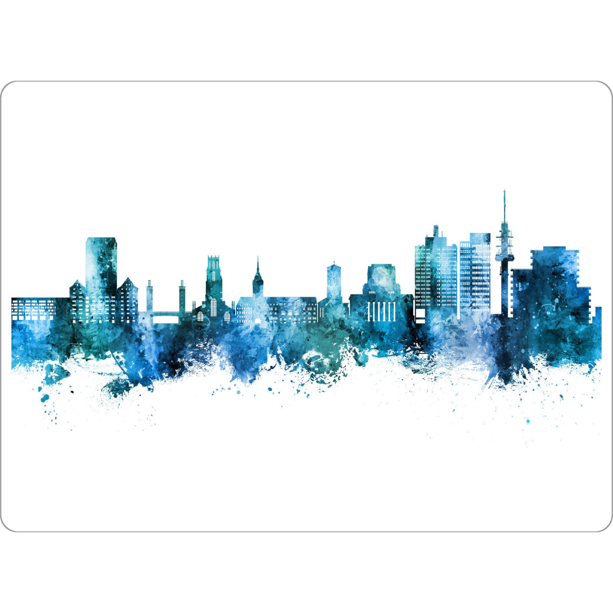 Tischset "Duisburg Germany Skyline Blue" artboxONE - Städte - Duisburg,Deutschland,Skyline,Cityscape,Stadtbild,Watercolor,Painting,City,Stadt,Germany