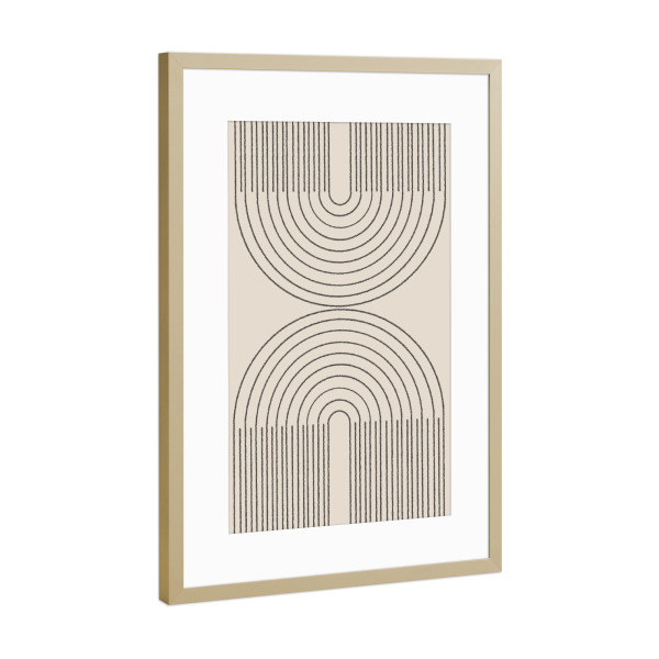 Poster mit Rahmen Gold "Double Arch Balance" artboxONE - Abstrakt,Geometrie