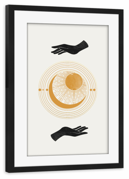 Poster mit Rahmen schwarz "Universe between hands" artboxONE - Für Kinder,Abstrakt,Geometrie,Für Mama,Galaxy