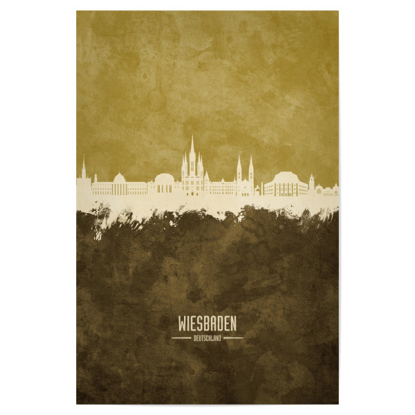 Poster 30x20 cm "Wiesbaden Germany Skyline Brown" artboxONE - Städte