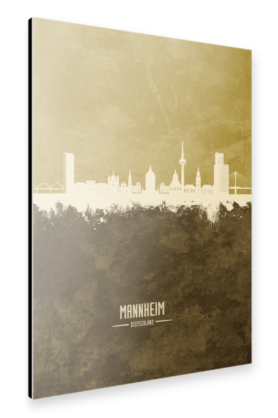 Alu-Dibond "Mannheim Germany Skyline Brown" 30x20 cm artboxONE