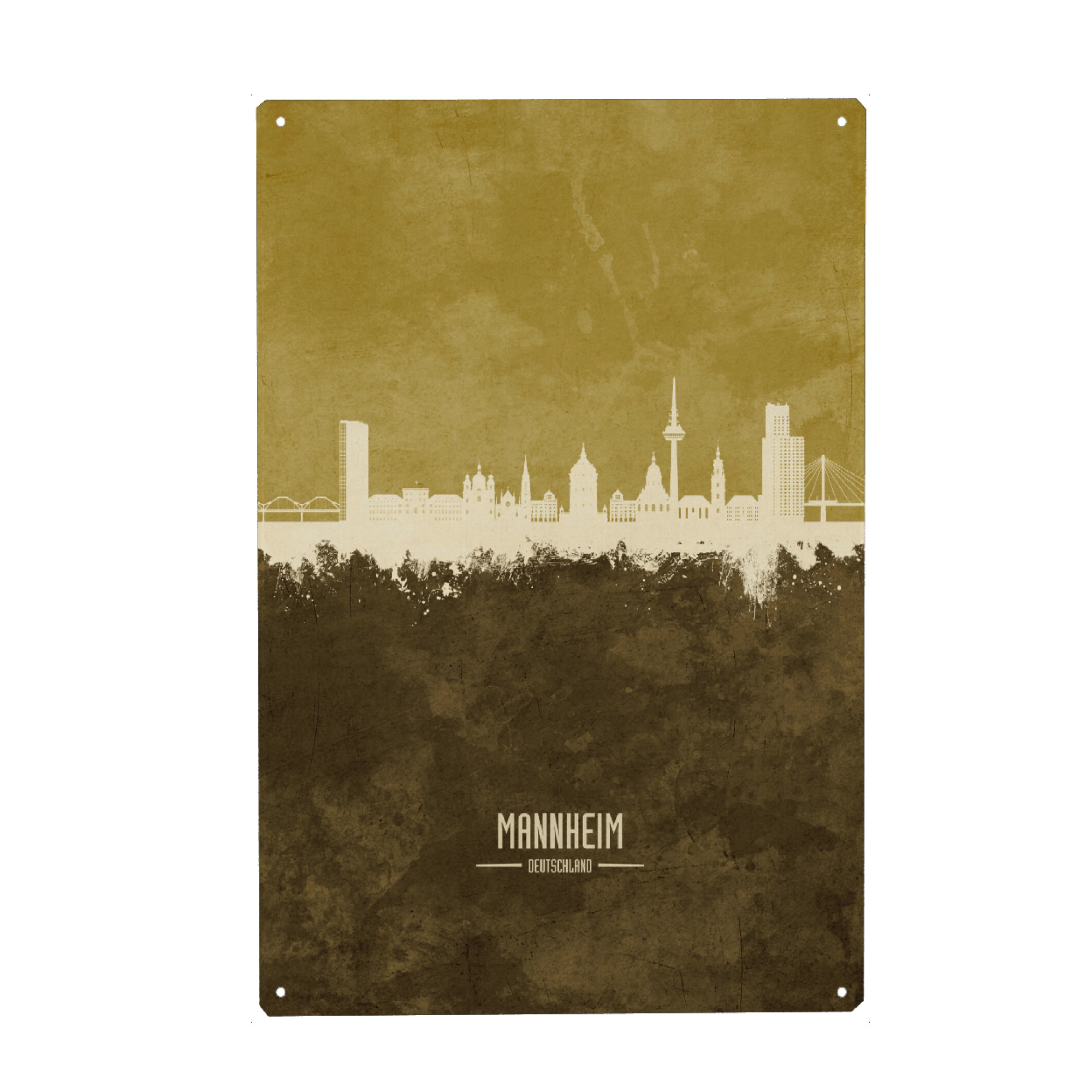 Metall Poster "Mannheim Germany Skyline Brown" artboxONE - Städte