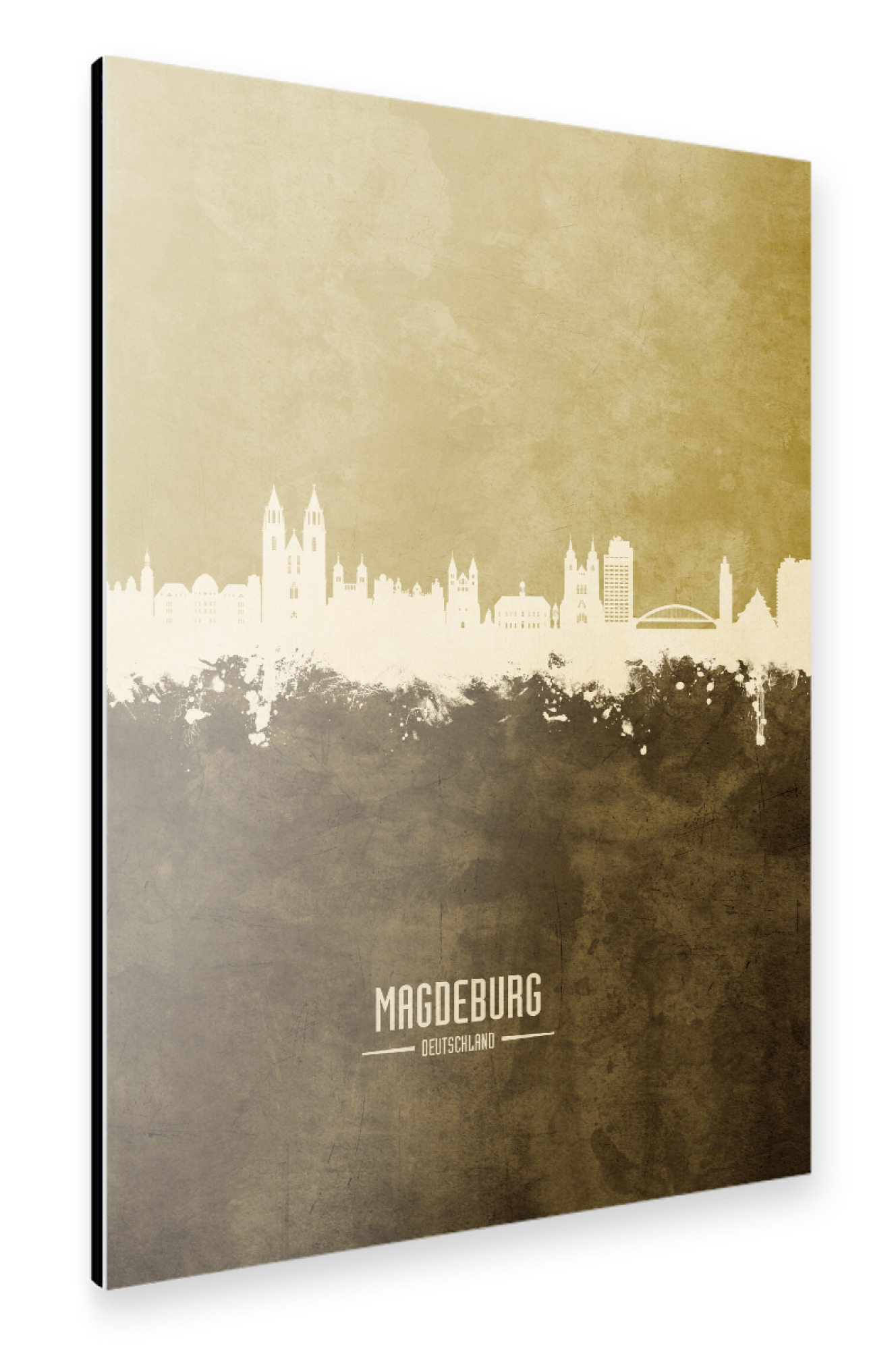 Alu-Dibond "Magdeburg Germany Skyline Brown" 75x50 cm artboxONE