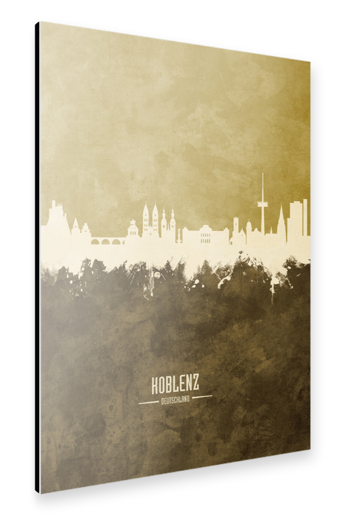 Alu-Dibond "Koblenz Germany Skyline Brown" 30x20 cm artboxONE