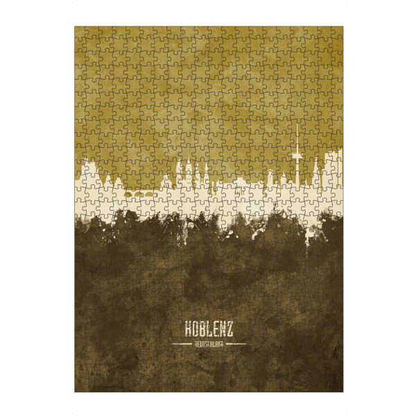 Puzzle Ravensburger "Koblenz Germany Skyline Brown" artboxONE - Städte - Koblenz,Germany,Skyline,Cityscape,Stadtbild,Watercolor,Painting,City,Stadt