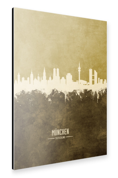 Alu-Dibond "Munich Germany Skyline Brown" 30x20 cm artboxONE
