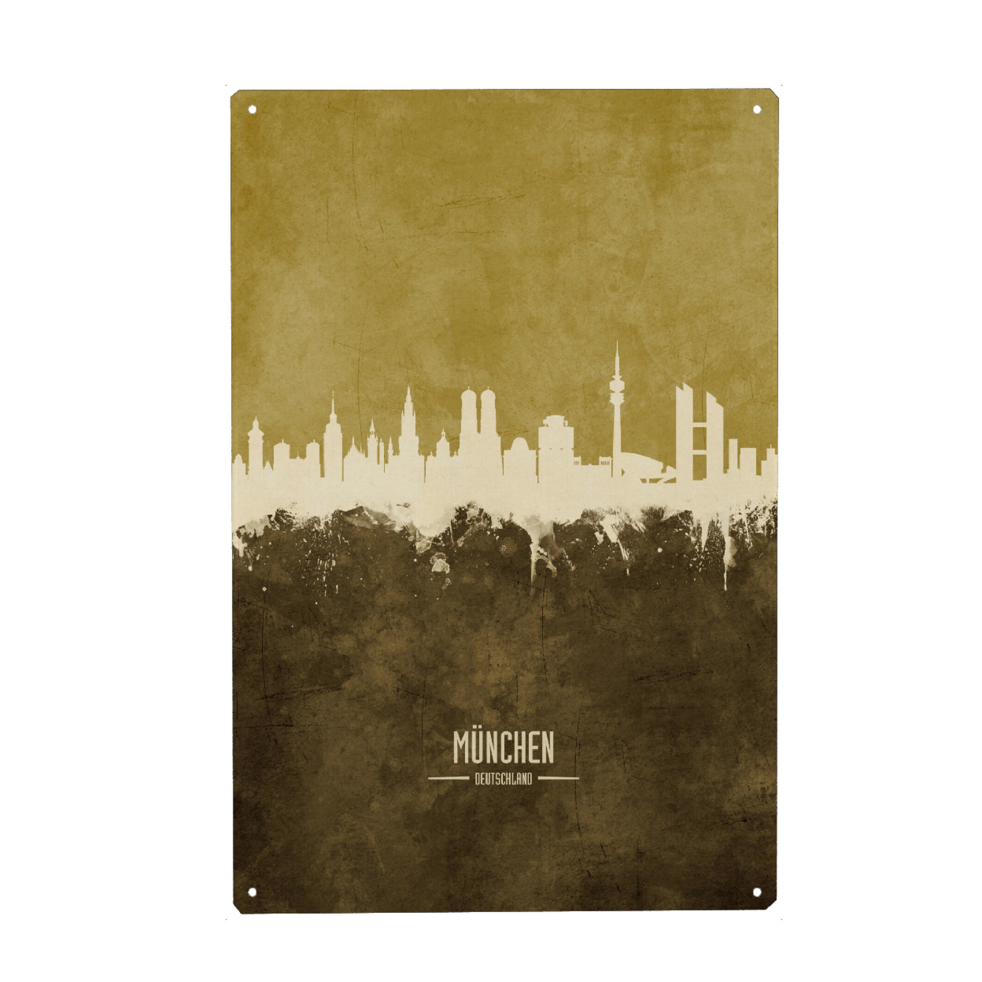 Metall Poster "Munich Germany Skyline Brown" artboxONE - Städte,Städte / München