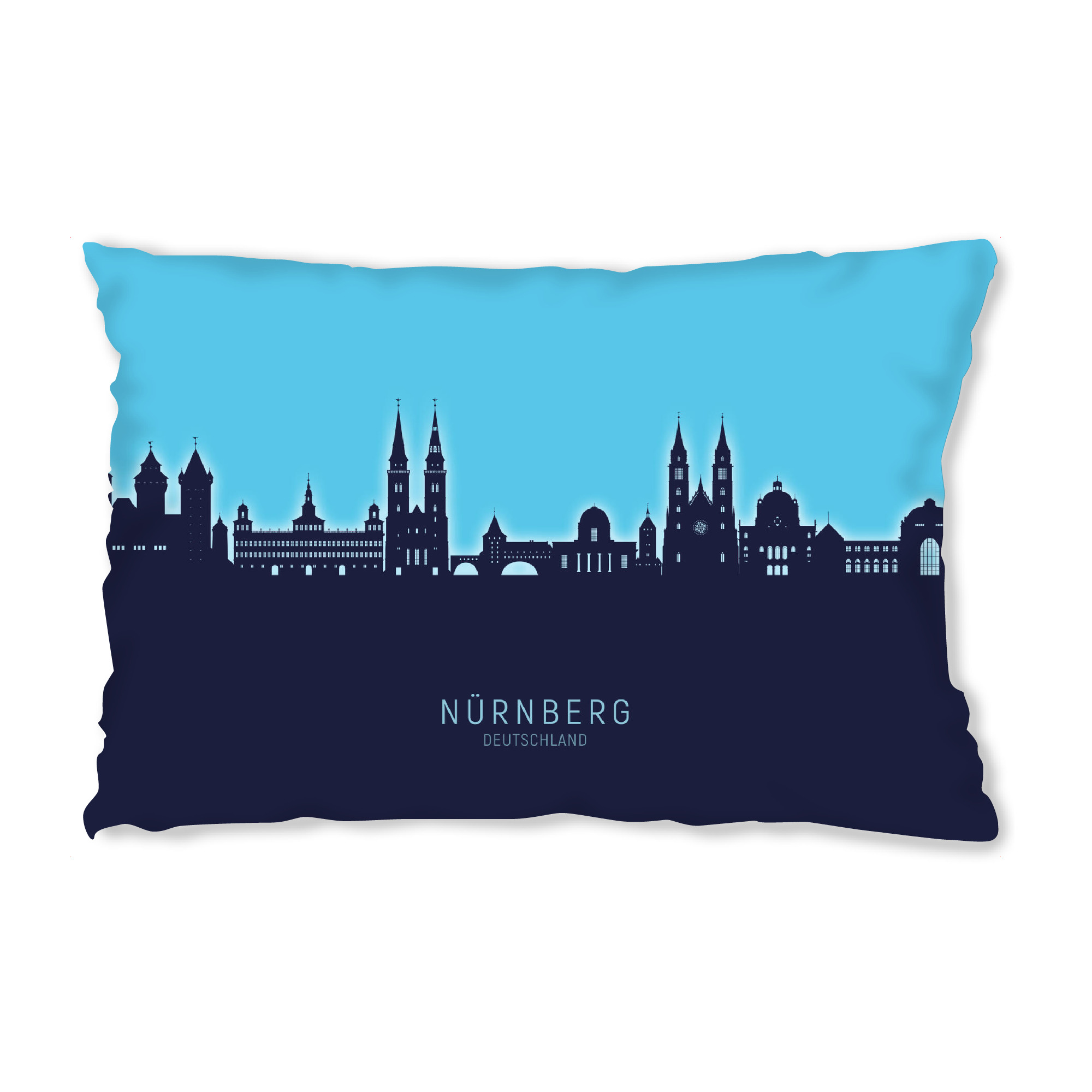 Design-Kissen "Nürnberg Skyline Glow Blue" artboxONE - Städte