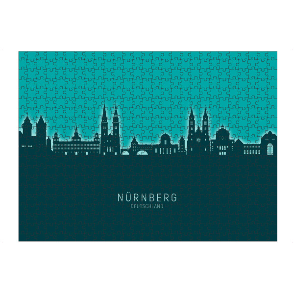 artboxONE Puzzle "Nürnberg Skyline Glow Teal" artboxONE - Städte