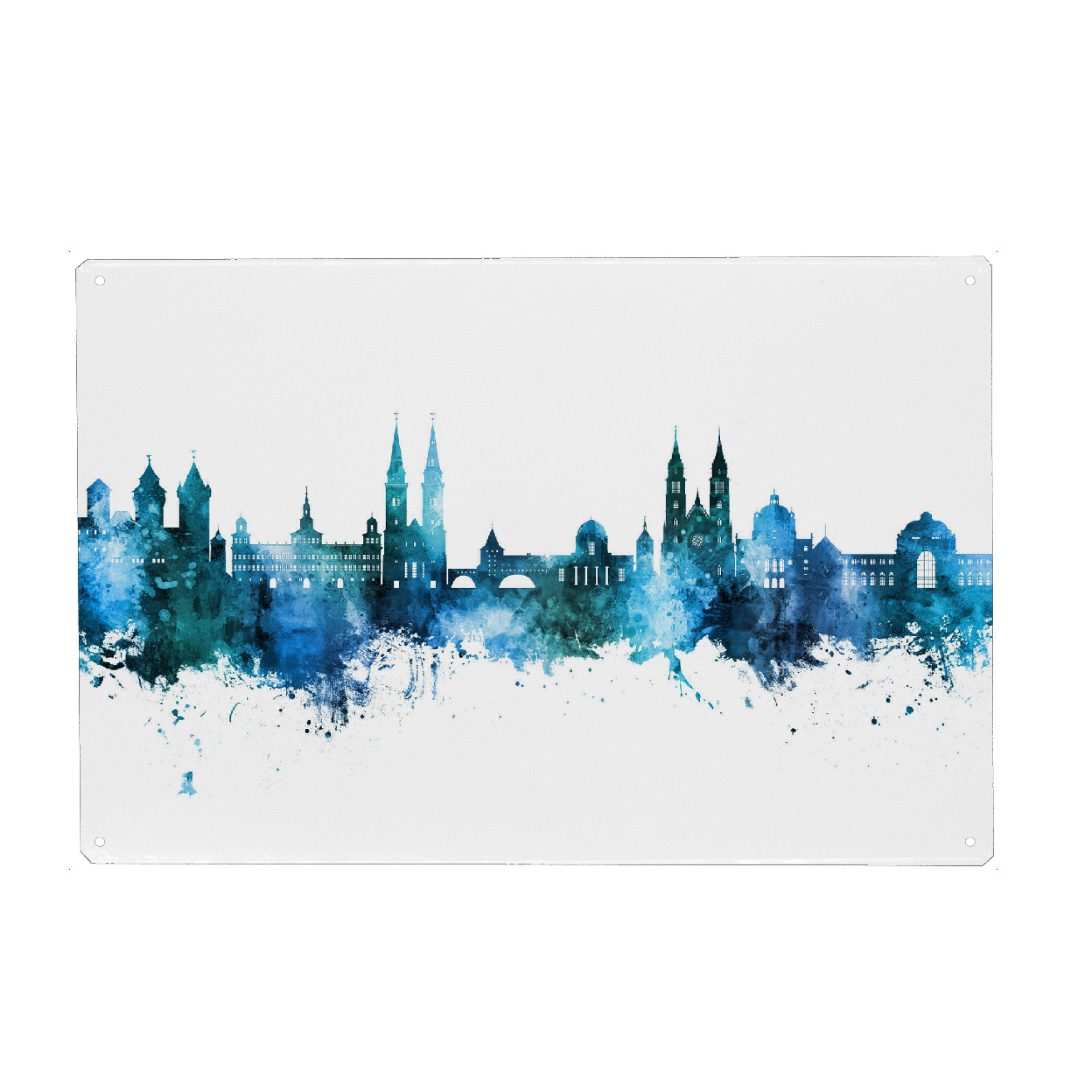 Metall Poster "Nürnberg Germany Skyline Blue" artboxONE - Städte