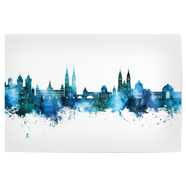 Poster 30x20 cm "Nürnberg Germany Skyline Blue" artboxONE - Städte