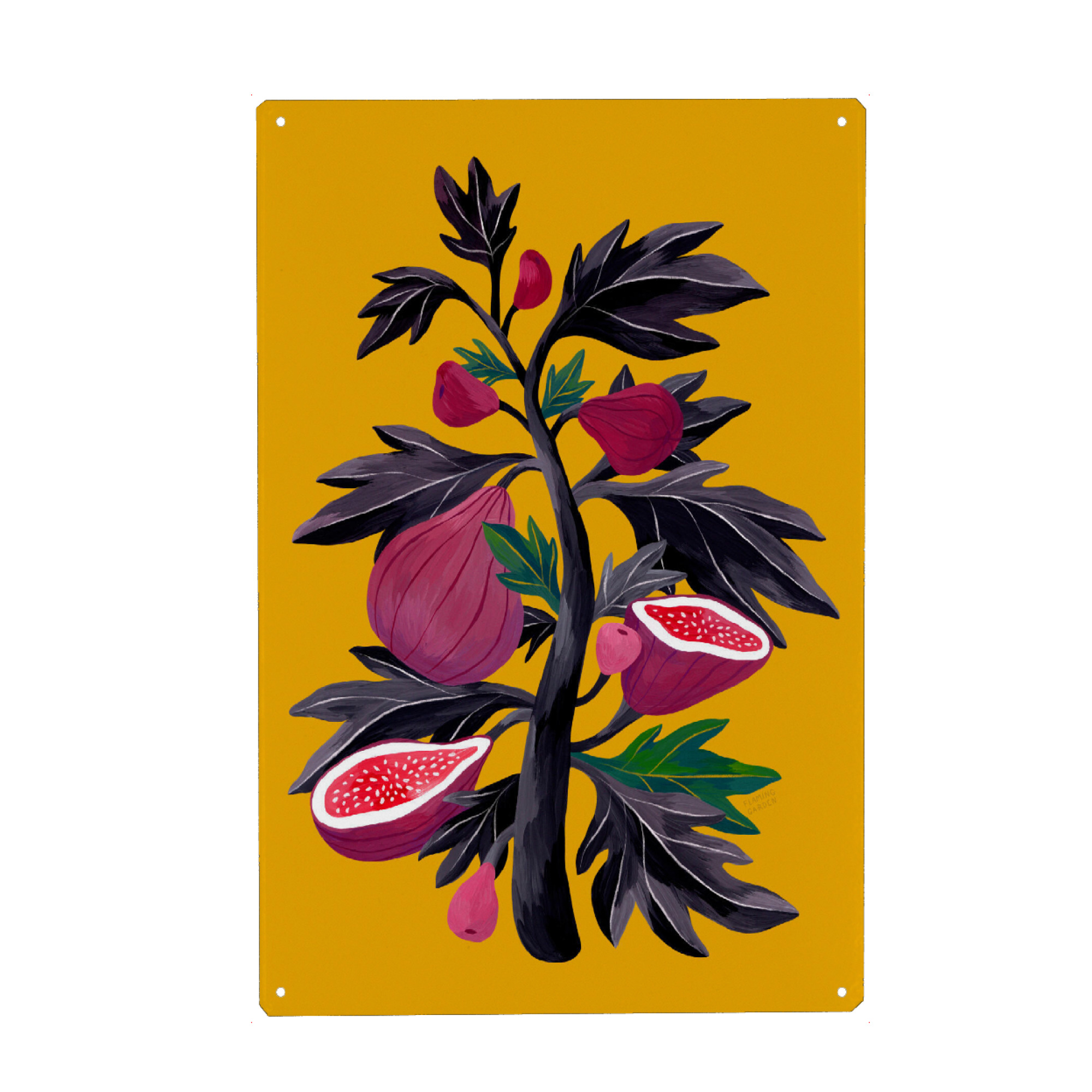 Holzbild "Flaming Garden - Feigenbaum" artboxONE - Natur,Floral,Comic,Essen & Trinken / Obst & Gemüse