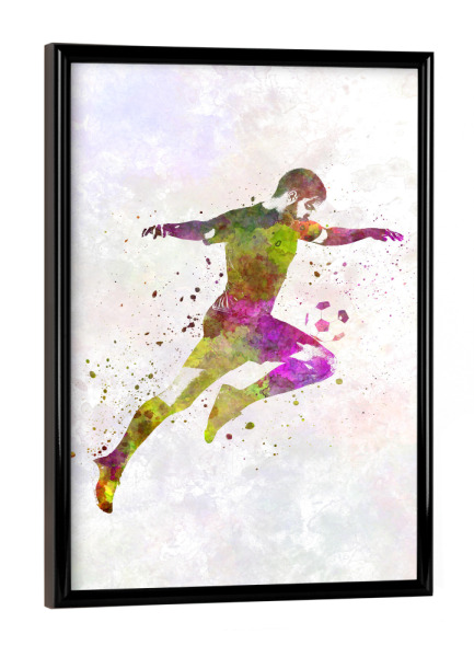 Poster mit schwarzem Rahmen "Soccer player in watercolor-r" artboxONE - Sport / Fußball