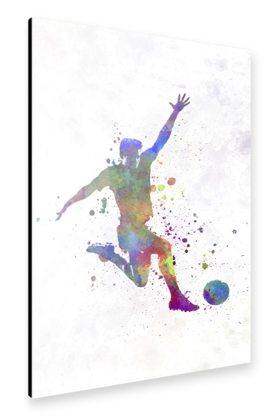 Alu-Dibond "Soccer player in watercolor-k" 30x20 cm artboxONE
