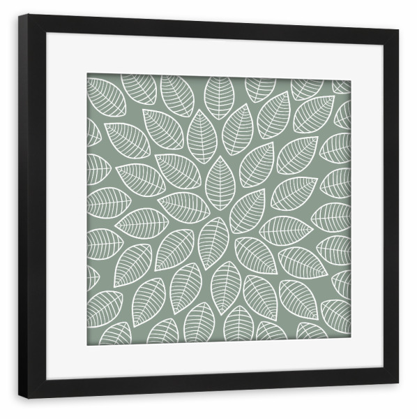 Poster mit Rahmen schwarz "Blätter Muster - grün" artboxONE - Natur,Floral,Abstrakt,Geometrie