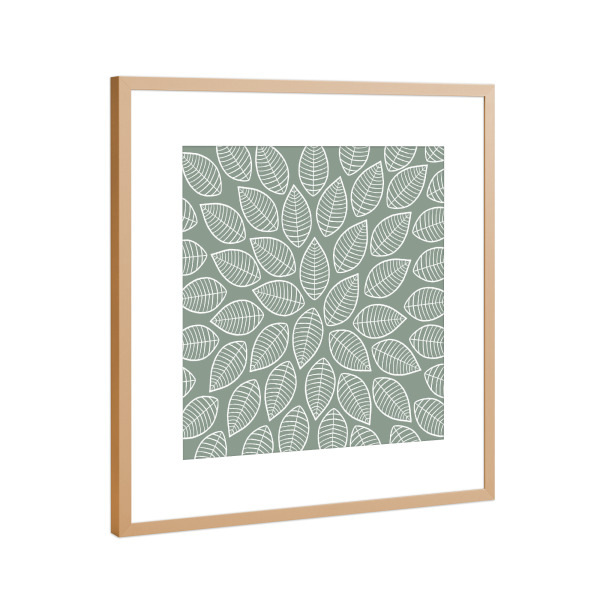 Poster mit Rahmen Kupfer "Blätter Muster - grün" artboxONE - Natur,Floral,Abstrakt,Geometrie
