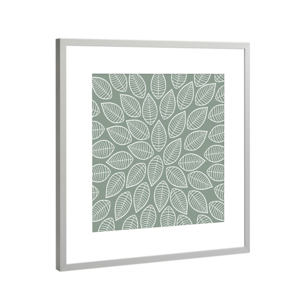 Poster mit Rahmen Silber "Blätter Muster - grün" artboxONE - Natur,Floral,Abstrakt,Geometrie